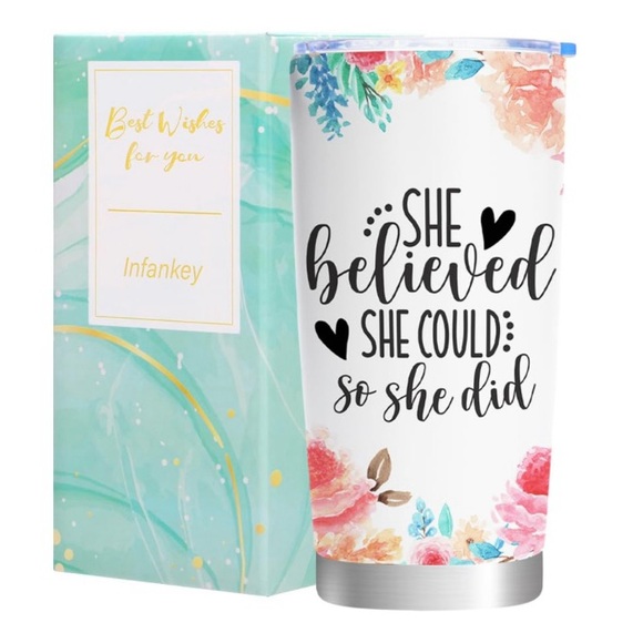 Floral Insulated 20 oz Inspirational Tumbler - New in Box - Picture 1 of 7